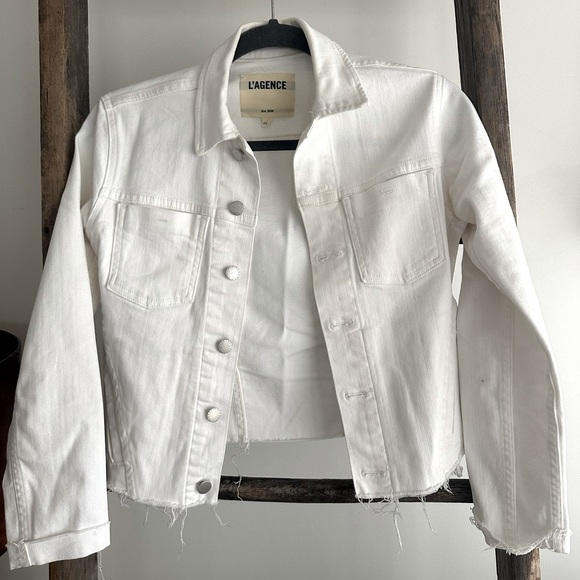 L'AGENCE Crisp White Jean Jacket - Picture 1 of 5
